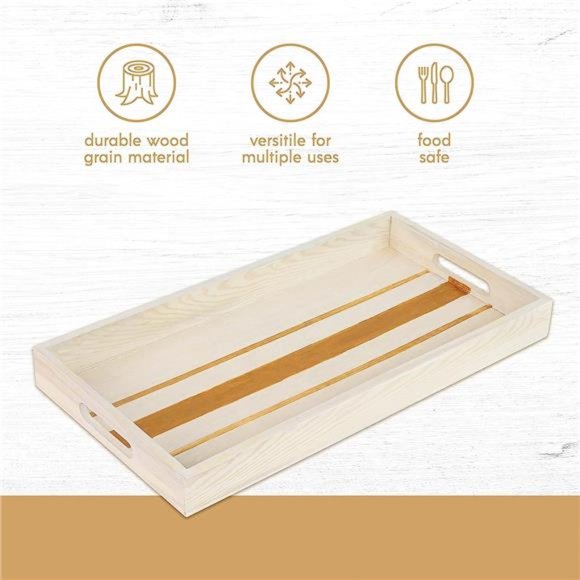 Wooden Nested Serving Trays - Five Piece Set of Rectangular Shape Wood Trays - Picture 4 of 6